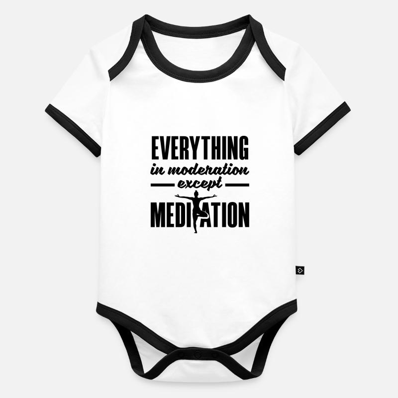 Everything In Moderation Except Meditation Meditat Baby Bio-Kurzarm-Kontrastbody