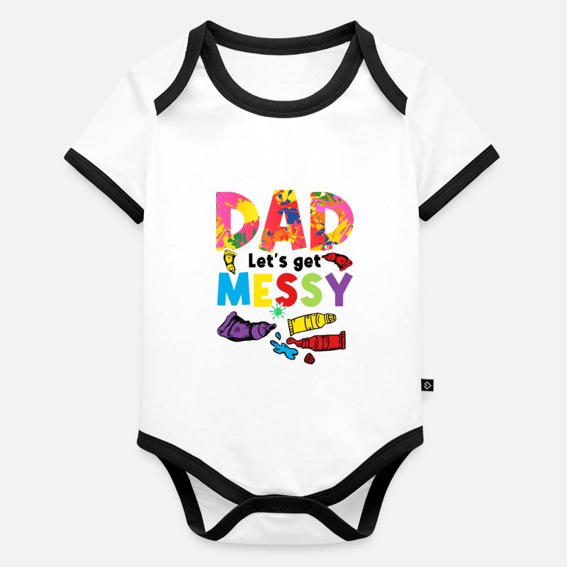 Dad Let's Get Messy Painter Artist Brush Colors Pa Baby Bio-Kurzarm-Kontrastbody