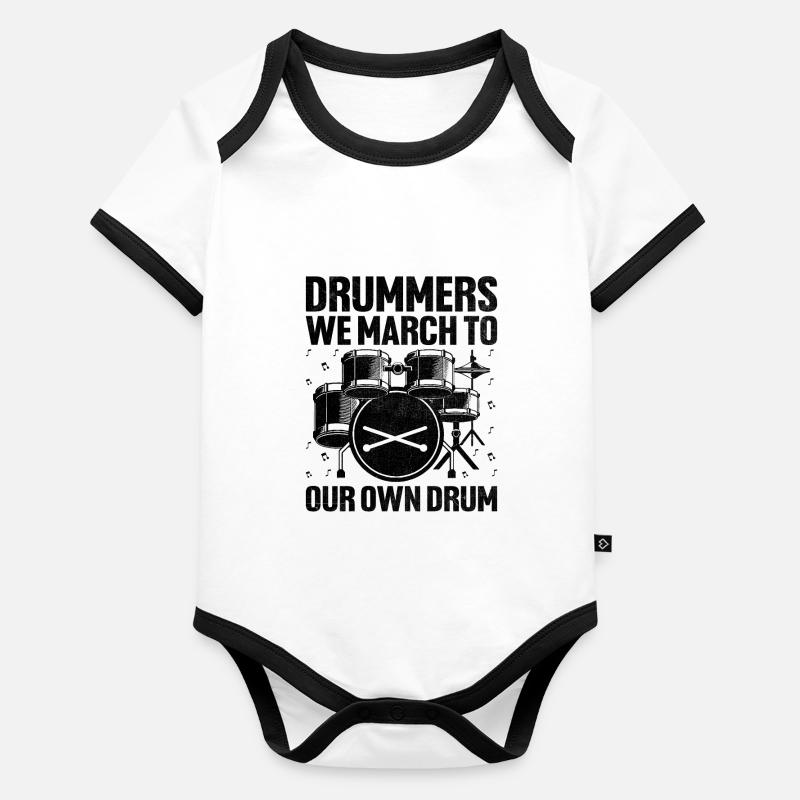 Drummers We March To Our Own Drum Drumming Drummer Organic Baby Contrasting Bodysuit