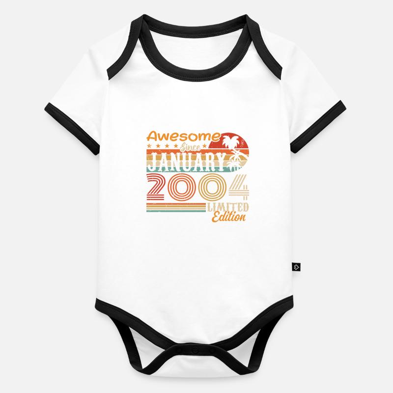 Geburtstagsgeschenk - geboren im Januar 2004 Baby Bio-Kurzarm-Kontrastbody