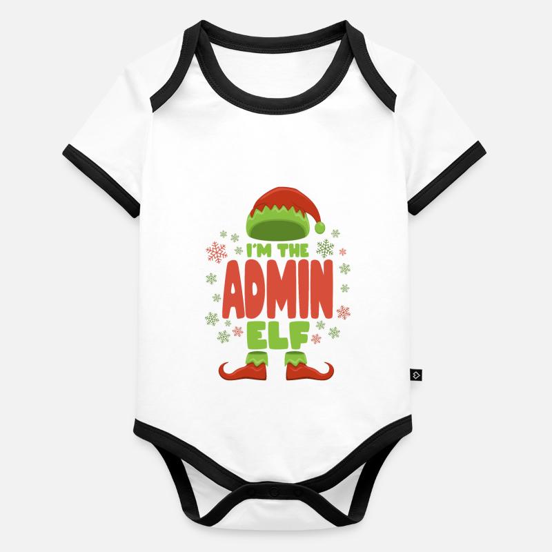 Admin Elfe de Noël Body Bébé bio contrasté manches courtes