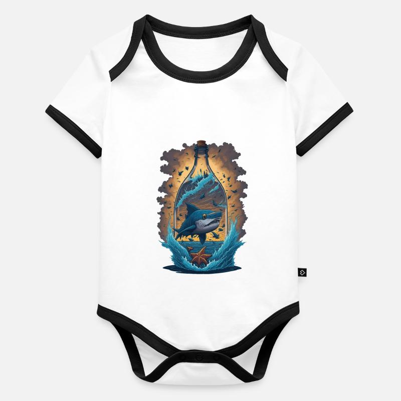 Bouteille de requin Body Bébé bio contrasté manches courtes