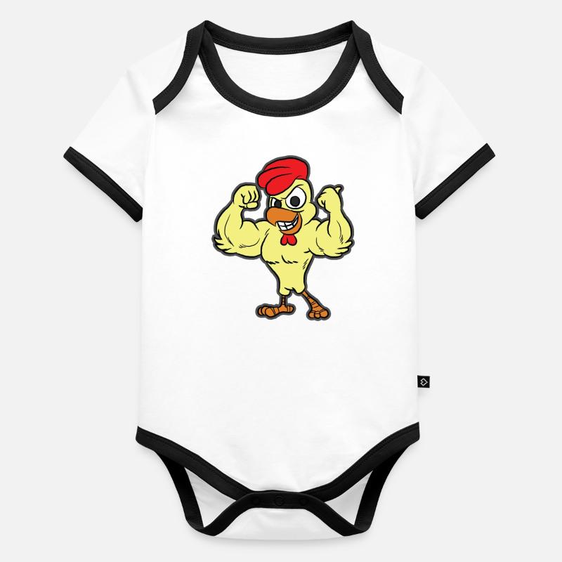 Poulet musclé Body Bébé bio contrasté manches courtes