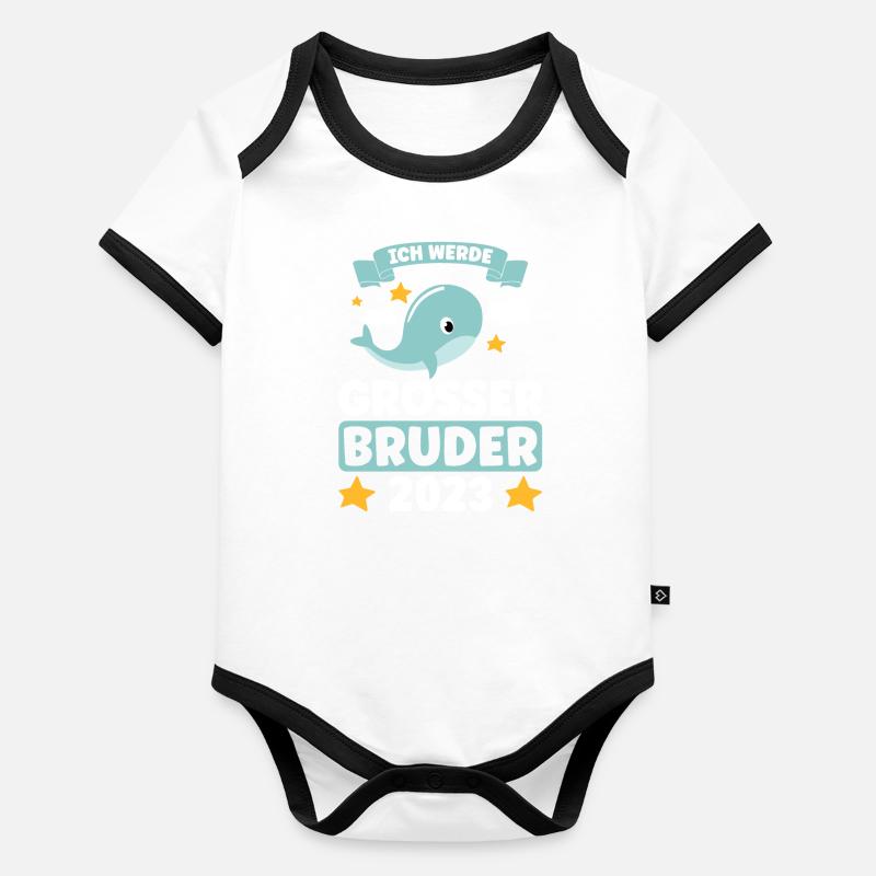 Ich werde Großer Bruder 2023 Baby Bio-Kurzarm-Kontrastbody