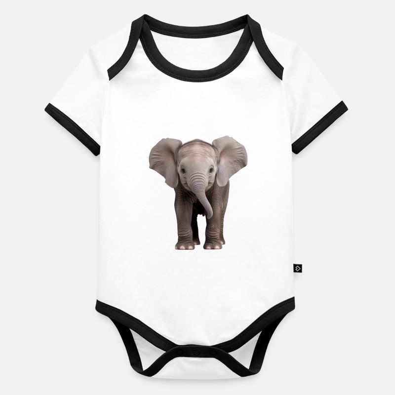 Bébé éléphant Elefant Body Bébé bio contrasté manches courtes