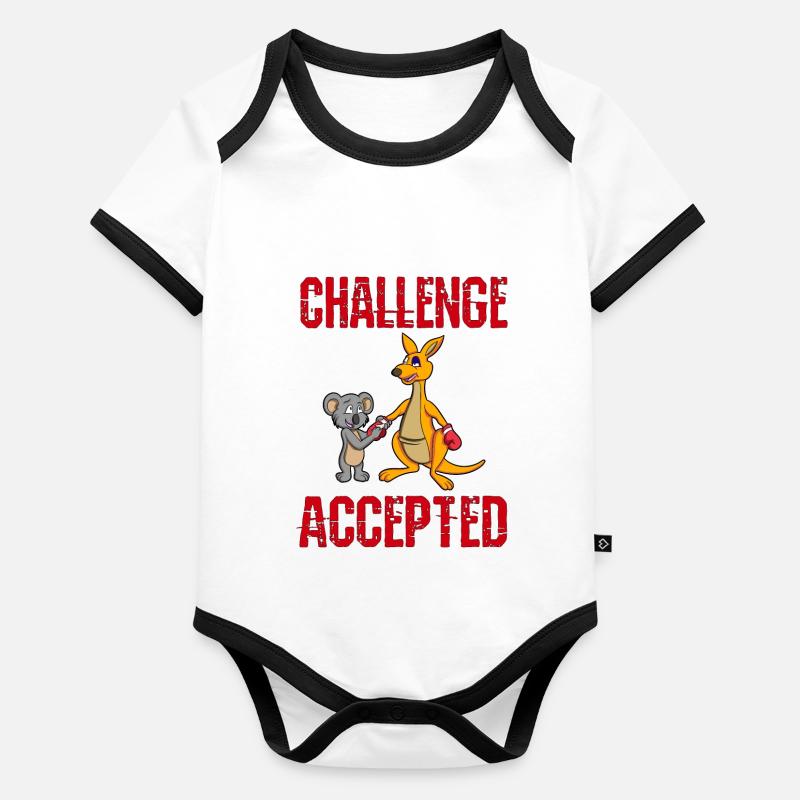 CHALLENGE ACCEPTED - Boxer Känguru + Koala Trainer Baby Bio-Kurzarm-Kontrastbody