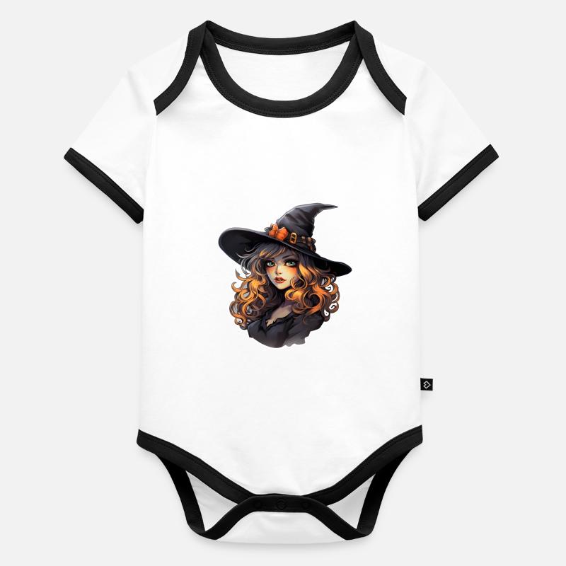 Hexe Halloween Baby Bio-Kurzarm-Kontrastbody