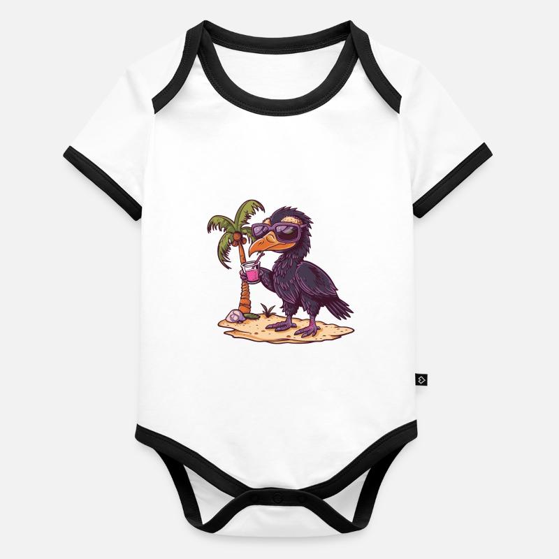 Harpy Bird Summer Beach Comic Organic Baby Contrasting Bodysuit