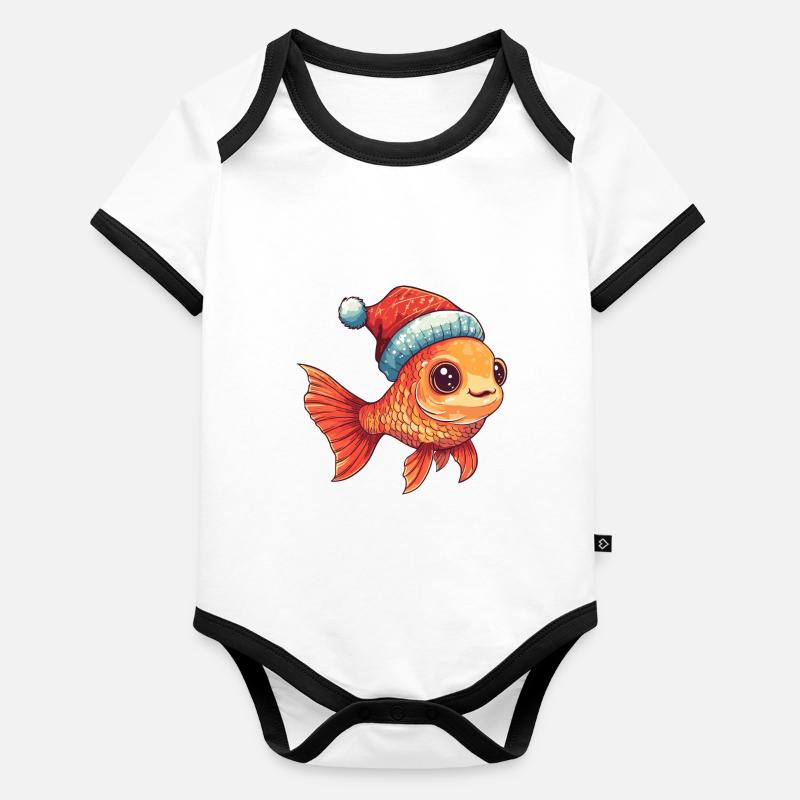 Bande dessinée de Noël Goldfish Body Bébé bio contrasté manches courtes