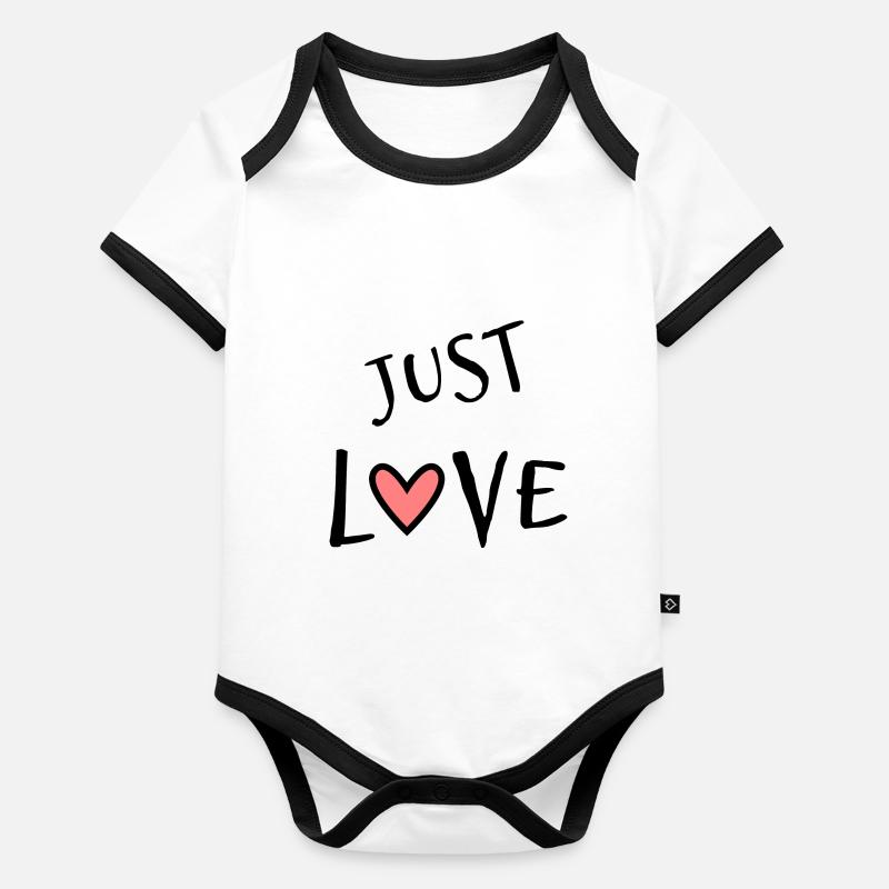JUST LOVE. JUST MARRIED. VIVE LES MARIES. EVJF Body Bébé bio contrasté manches courtes