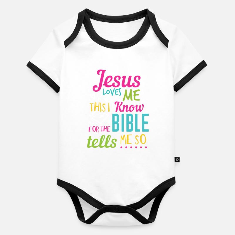 Jesus Design Ja Jesus liebt mich Geburtstagsgeschenkidee Baby Bio-Kurzarm-Kontrastbody