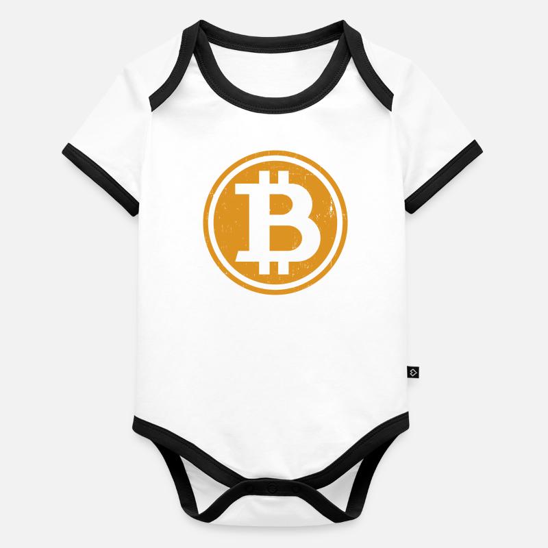 Vintage Bitcoin Body Bébé bio contrasté manches courtes