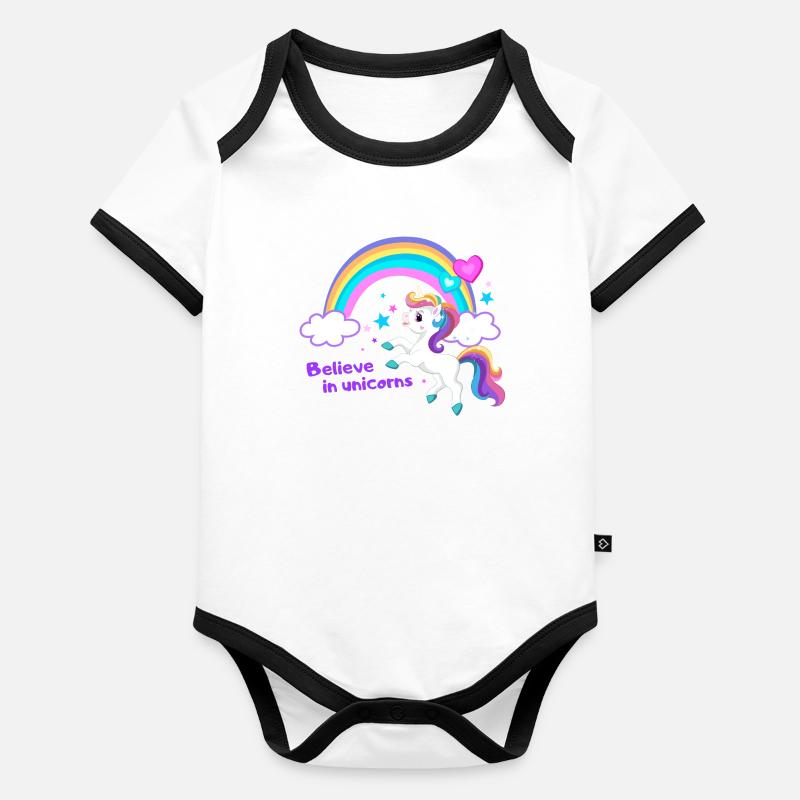 Believe in unicorns Baby Bio-Kurzarm-Kontrastbody