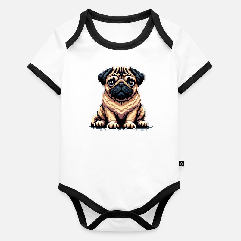Pixel Mops Baby Bio-Kurzarm-Kontrastbody