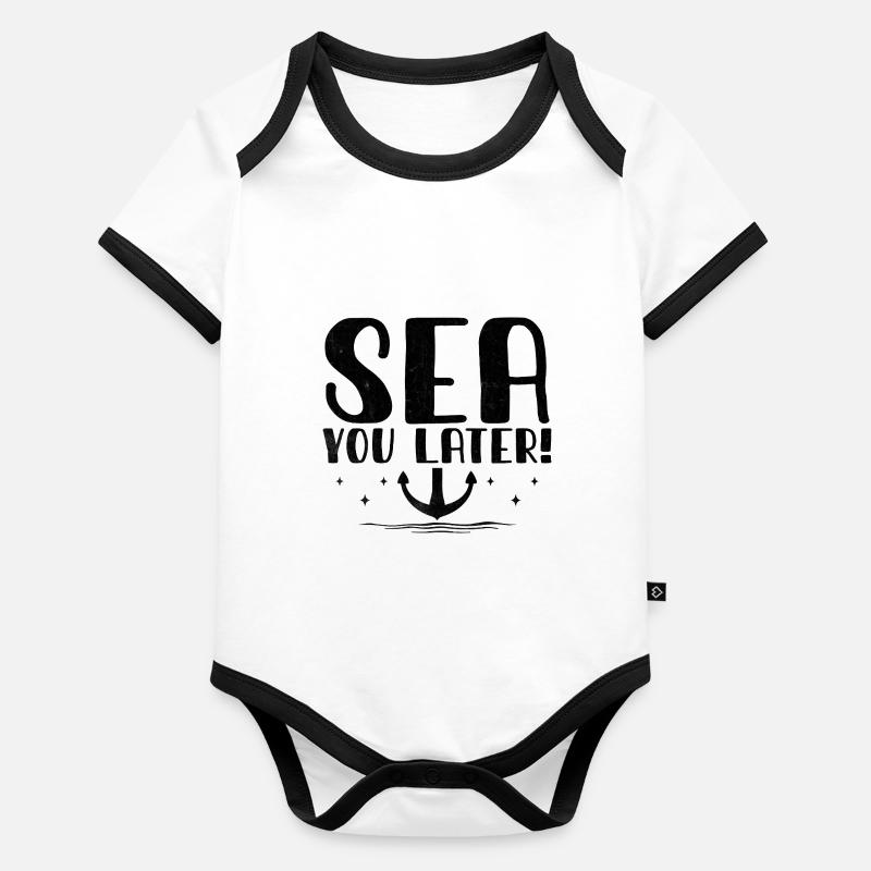 Meer Sie später Paddelboot Baby Bio-Kurzarm-Kontrastbody
