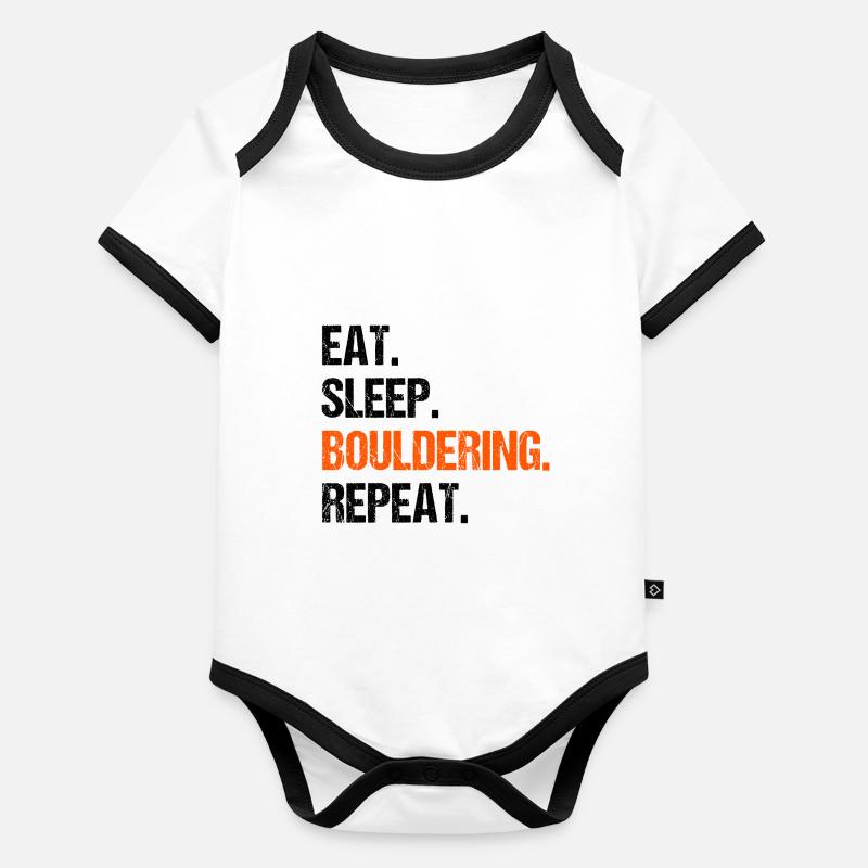 Eat Sleep Bouldering Repeat Rock Boulder Climbing Baby Bio-Kurzarm-Kontrastbody
