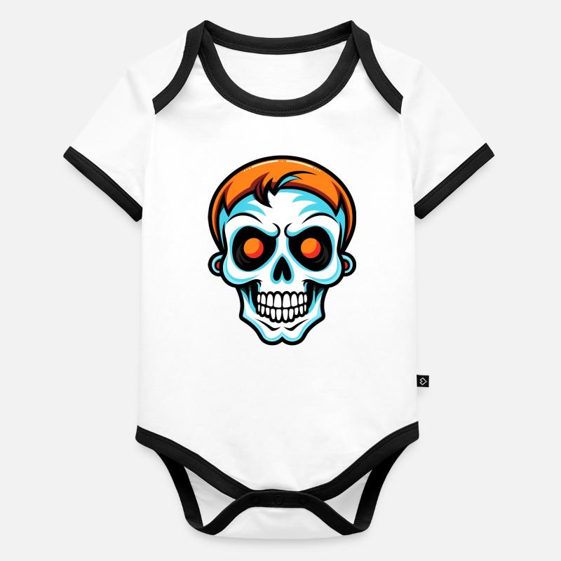 Süßer Halloween Schädel Baby Bio-Kurzarm-Kontrastbody