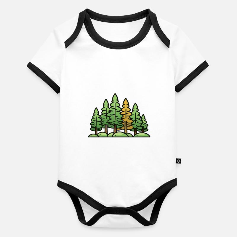 Wald Landschaft Bäume Natur Baby Bio-Kurzarm-Kontrastbody