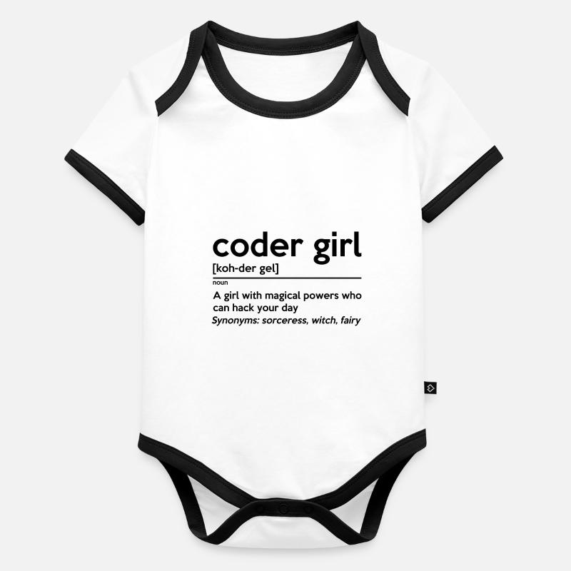 Coding Girl Definition Noun Software Developer Pro Baby Bio-Kurzarm-Kontrastbody