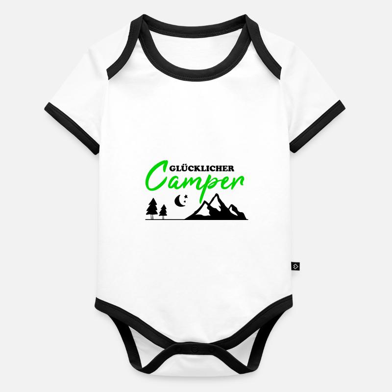 Happy Camper Camping Men Gift Funny Organic Baby Contrasting Bodysuit