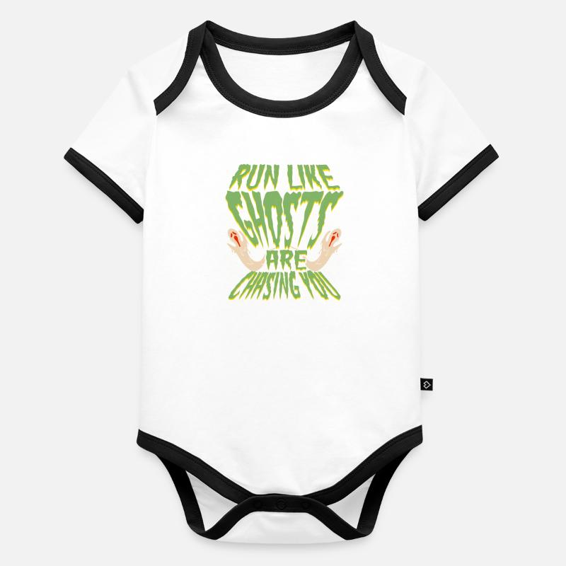 Halloweem Fun Run Like Ghosts are Chasing You Organic Baby Contrasting Bodysuit