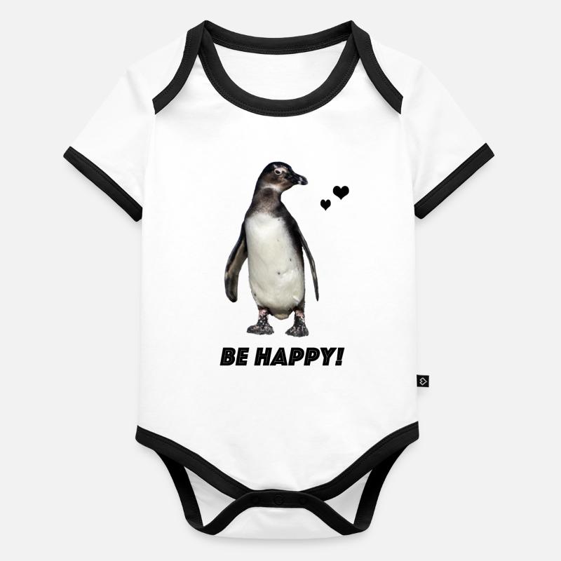 Pingouin être heureux Body Bébé bio contrasté manches courtes
