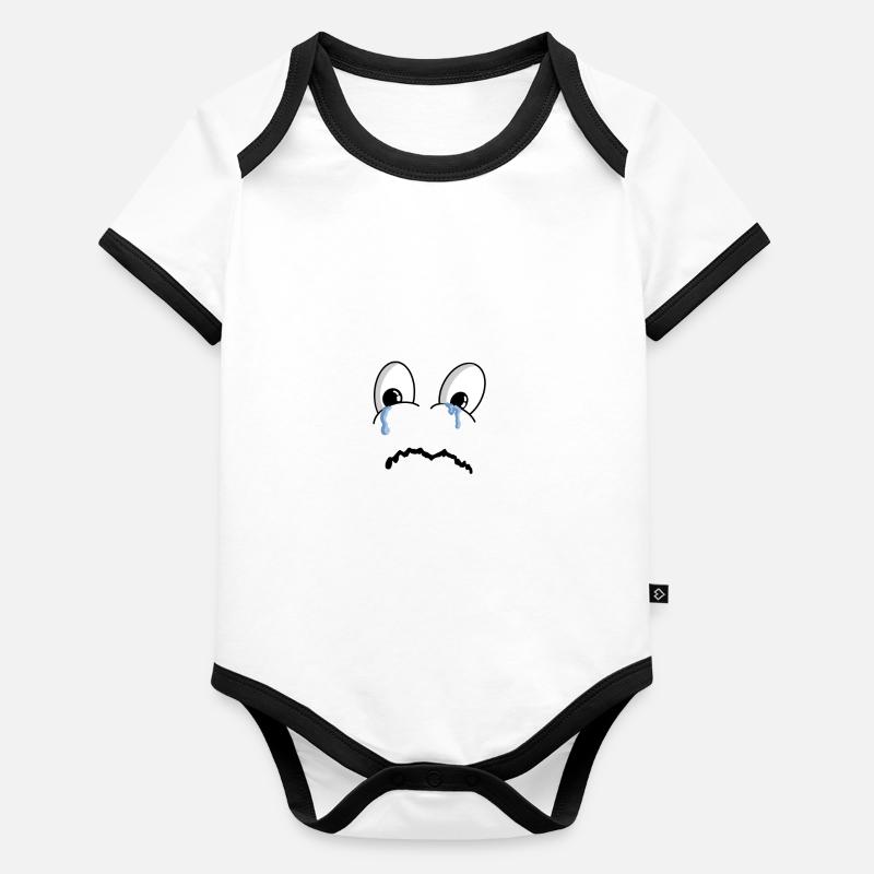 Bande dessinée visage triste larmes Body Bébé bio contrasté manches courtes