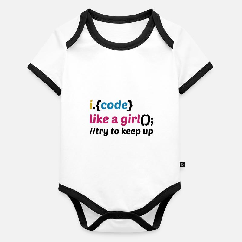 Code Like A Girl Coder Programmer Software Develop Baby Bio-Kurzarm-Kontrastbody