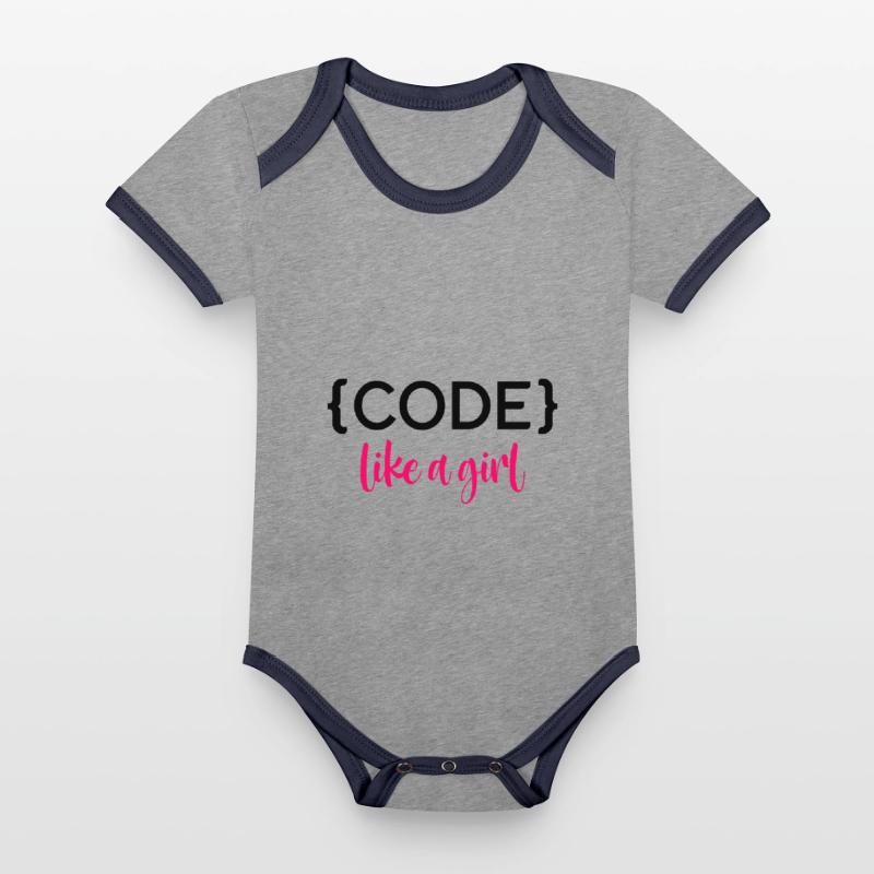Code Like A Girl Programming Coder Computer Geek D Baby Bio-Kurzarm-Kontrastbody