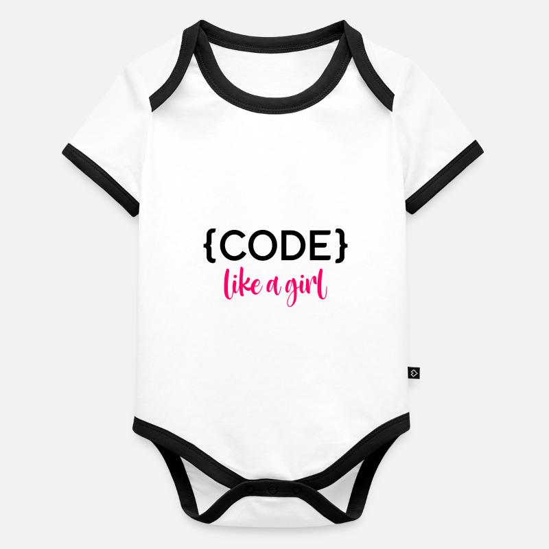 Code Like A Girl Programming Coder Computer Geek D Baby Bio-Kurzarm-Kontrastbody