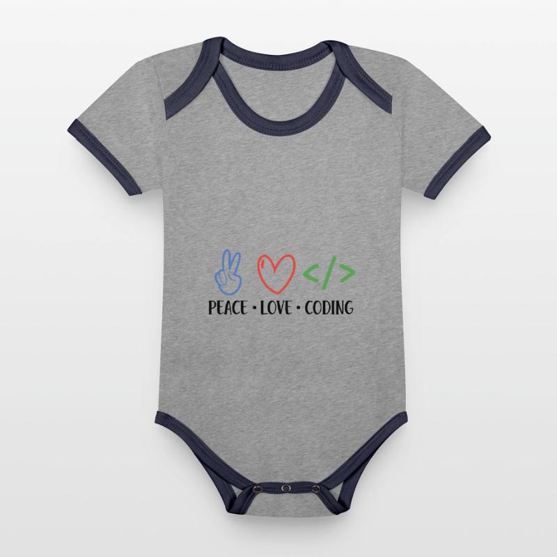 Peace Love Coding Coder Software Developer Program Baby Bio-Kurzarm-Kontrastbody