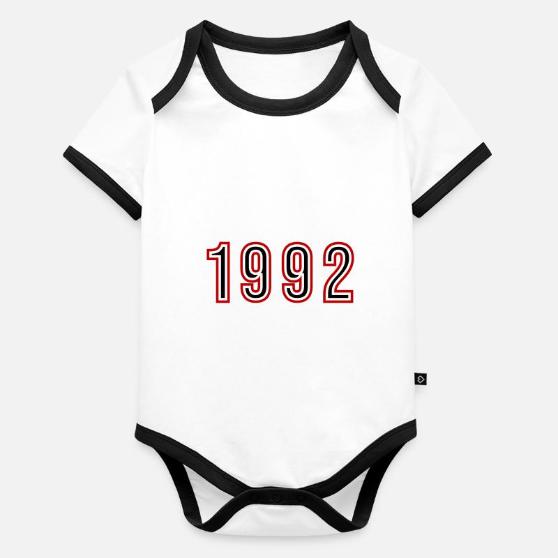 1992 Année Numéro Body Bébé bio contrasté manches courtes