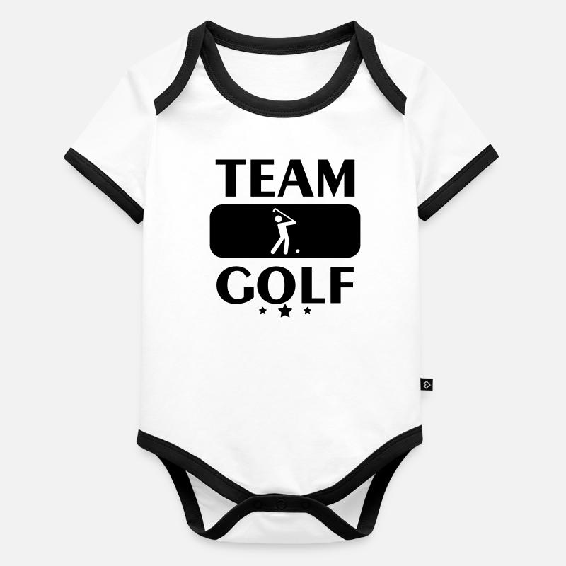 Team Golf, golfeur, golfeuse, cadeau golf pas cher Body Bébé bio contrasté manches courtes