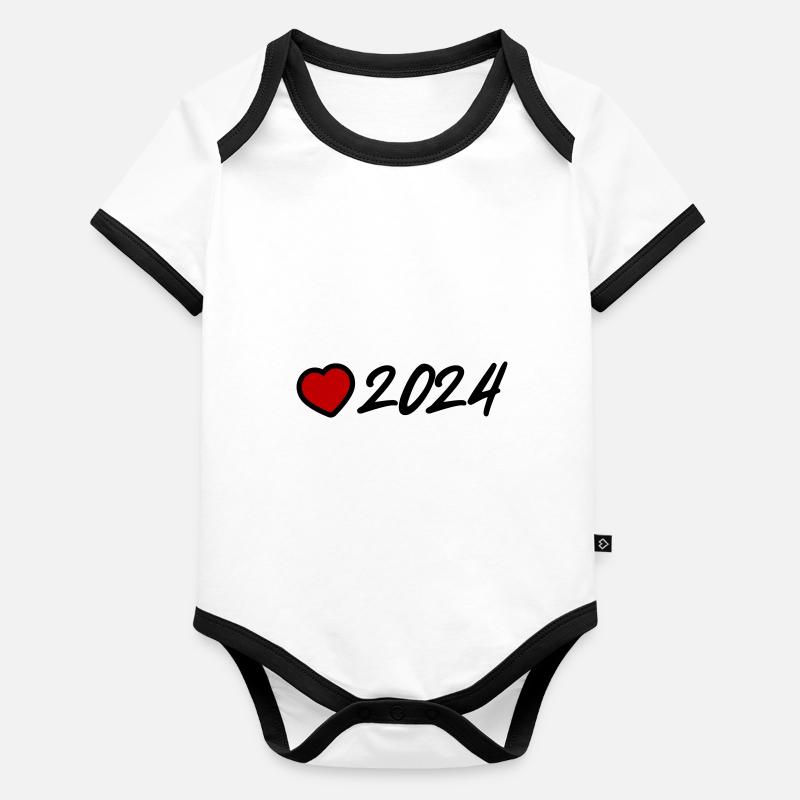 2024 year Heart Organic Baby Contrasting Bodysuit