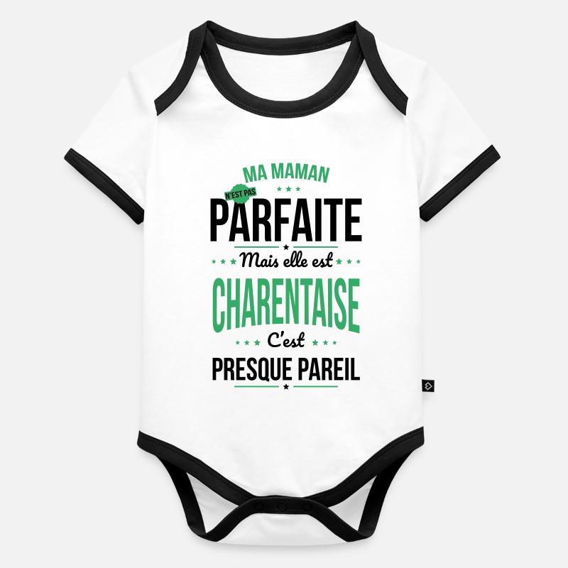 Ma maman n'est pas parfaite - Charentaise Body Bébé bio contrasté manches courtes