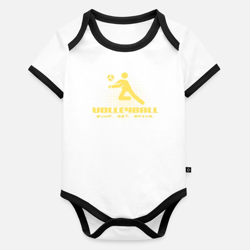 Logo de dragage de volley-ball Body Bébé bio contrasté manches courtes