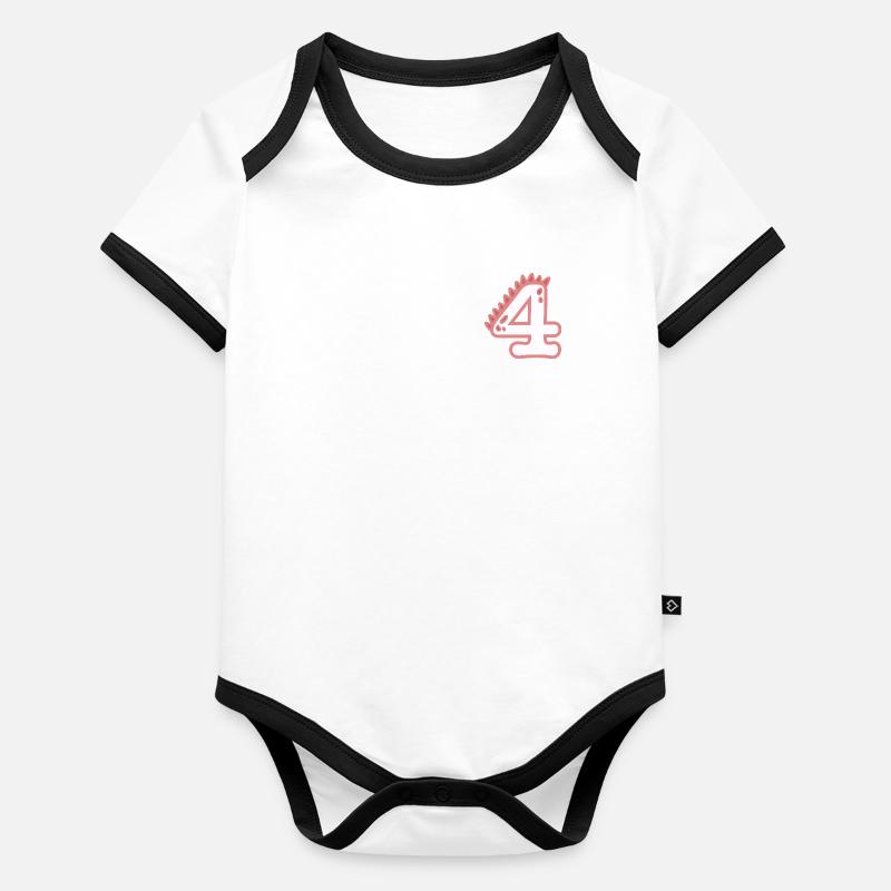 Number 4 Organic Baby Contrasting Bodysuit