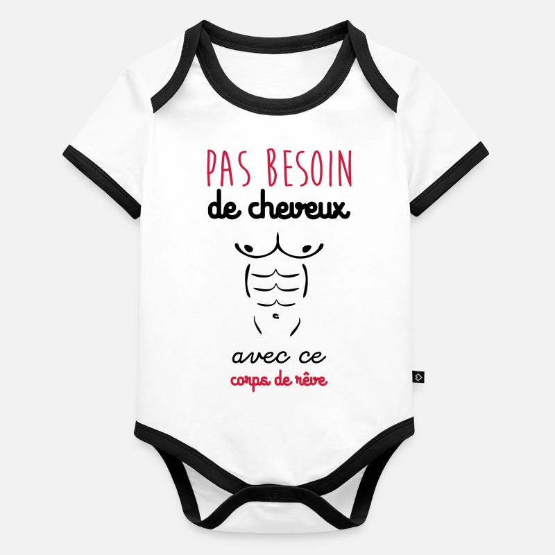 pas besoin de cheveux Body Bébé bio contrasté manches courtes