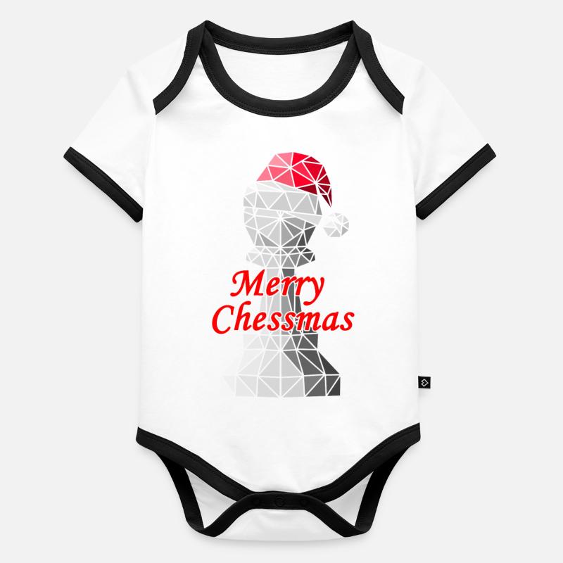 Weihnachtsschach Bauer mit Weihnachtsmütze Baby Bio-Kurzarm-Kontrastbody