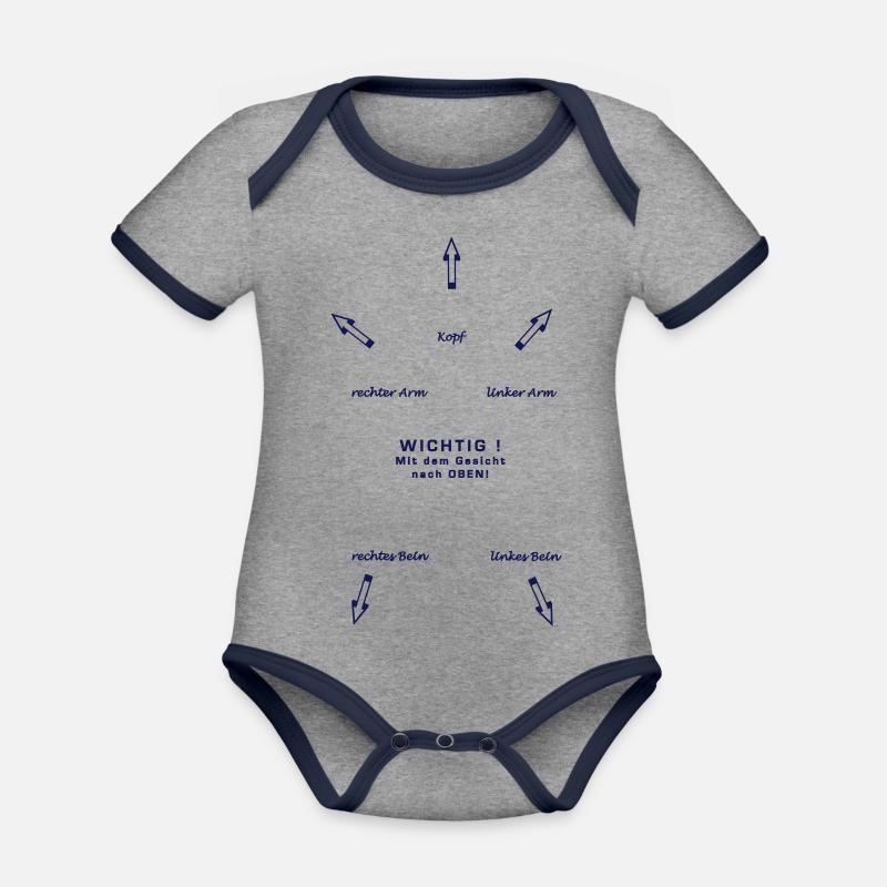 Instructions pour bébé Dressing - Body Bébé bio contrasté manches courtes - gris chiné/bleu marine
