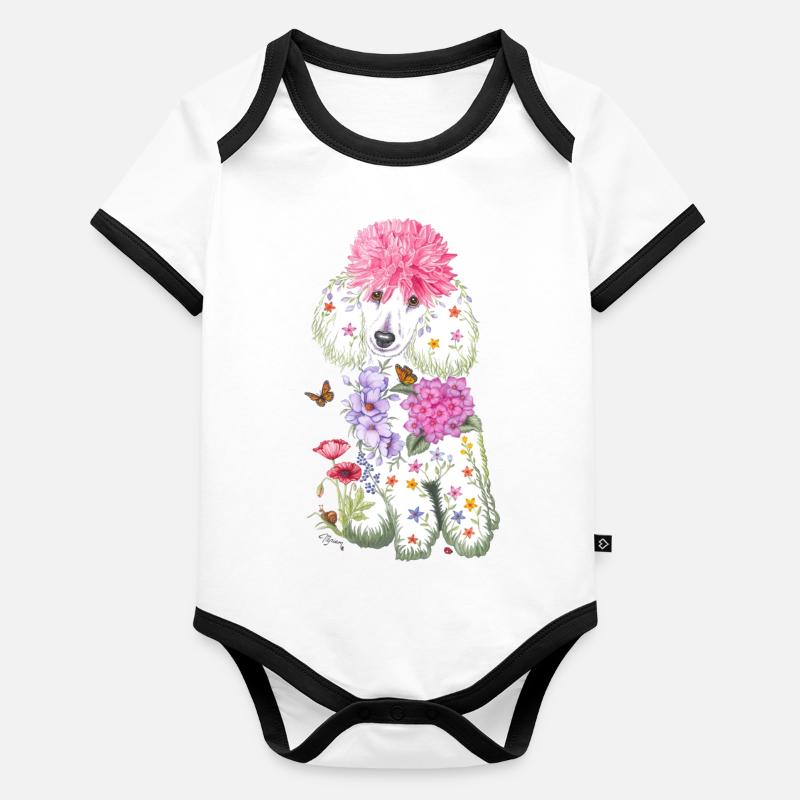 Caniche de printemps Body Bébé bio contrasté manches courtes