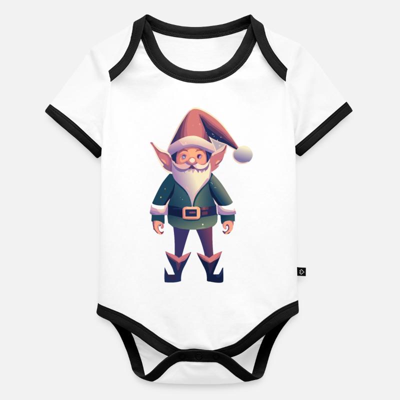 Lutin de Noël Body Bébé bio contrasté manches courtes