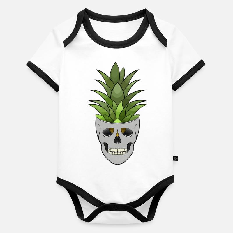 Crâne d’ananas Body Bébé bio contrasté manches courtes