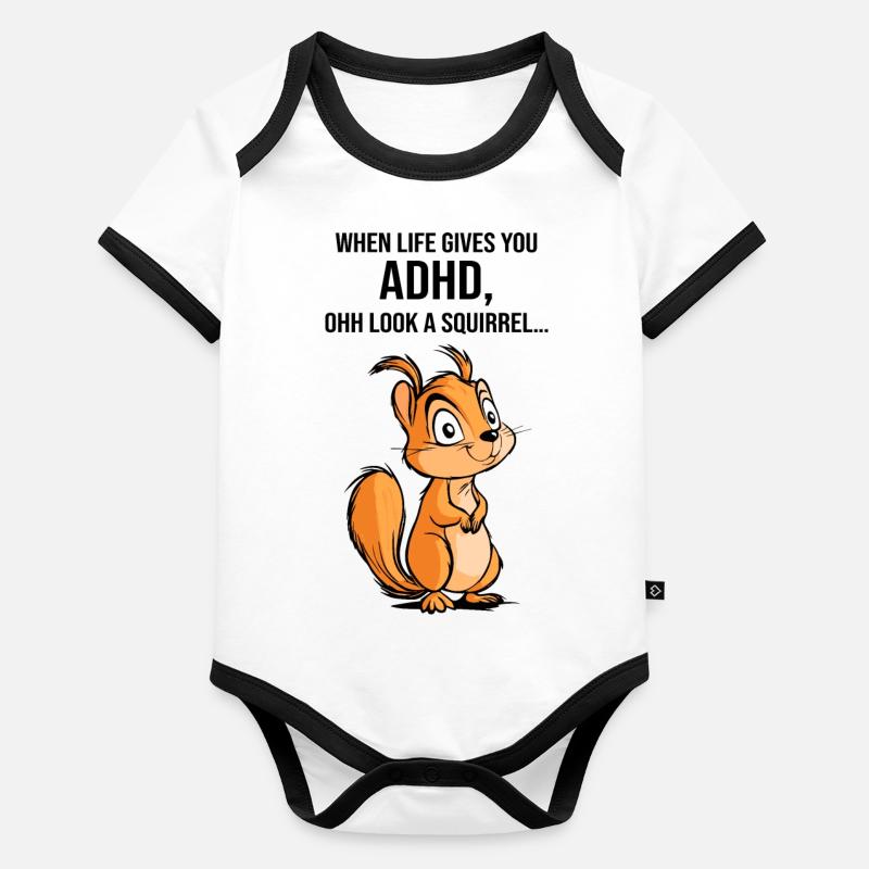 TDAH Écureuil Body Bébé bio contrasté manches courtes
