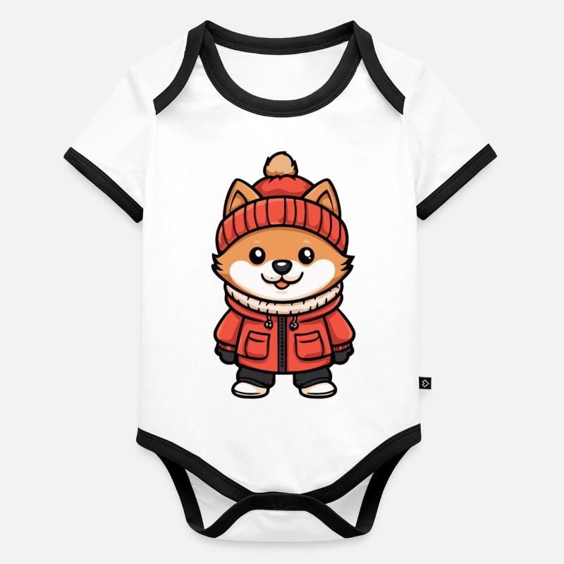 Samoyed Dog Stylish Organic Baby Contrasting Bodysuit