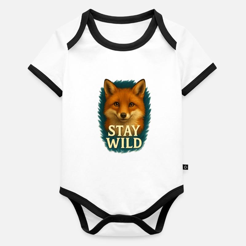 Restez sauvage - Cool Fox Body Bébé bio contrasté manches courtes