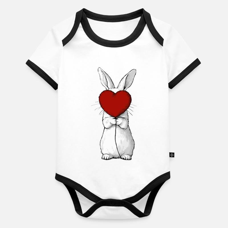 Câlin Cœur de Lapin Body Bébé bio contrasté manches courtes