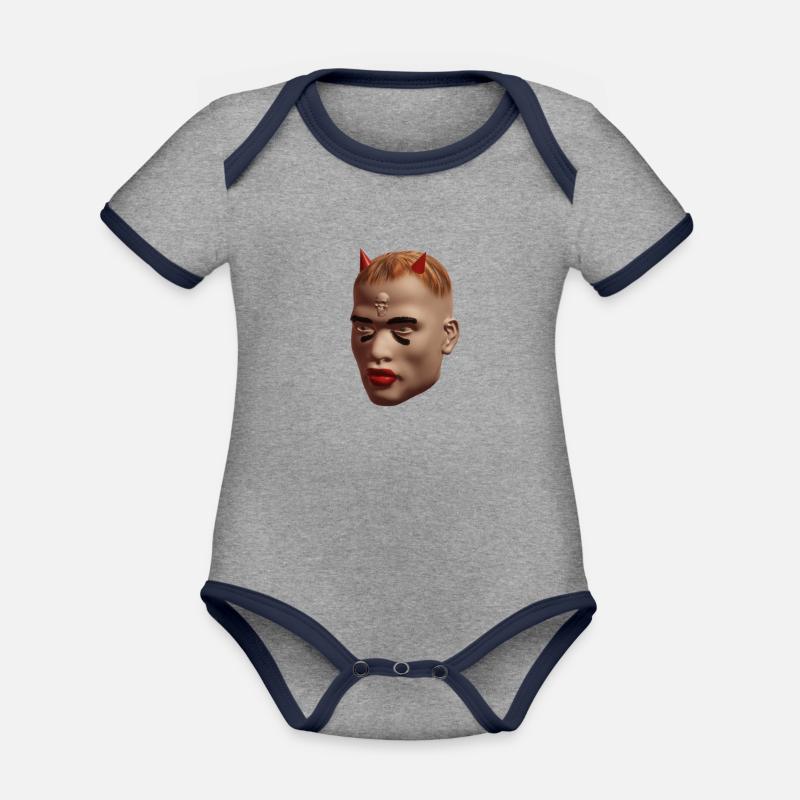 devil - Organic Baby Contrasting Bodysuit - heather grey/navy