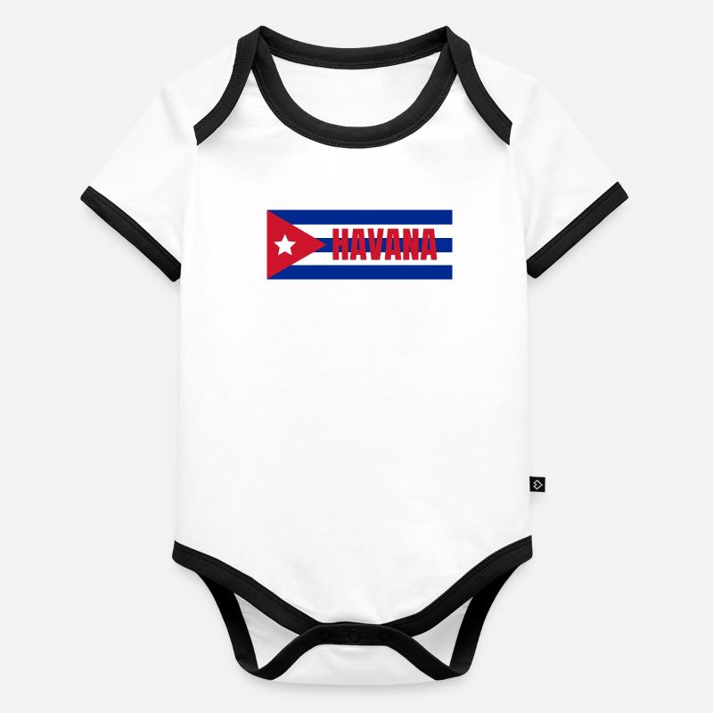 La Havane dans le drapeau cubain Body Bébé bio contrasté manches courtes