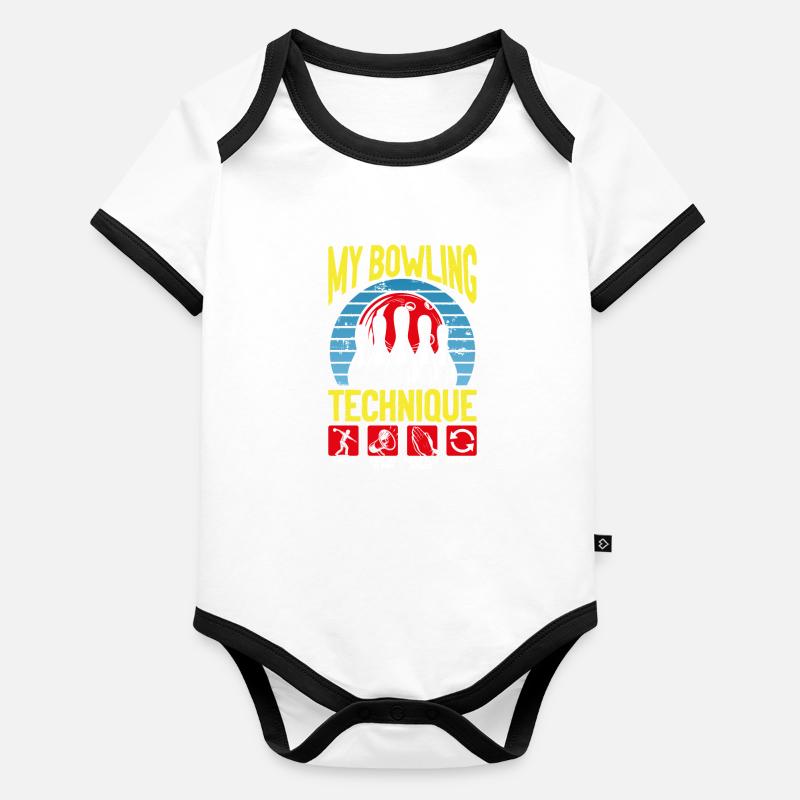 My Bowling Technique Bowling Lover Funny Bowling Organic Baby Contrasting Bodysuit